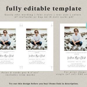 Guy Graduation Announcement, Boy Graduation Party Invitation Template, Modern Graduation Party Invite, Photo Graduation Invite 707 image 6