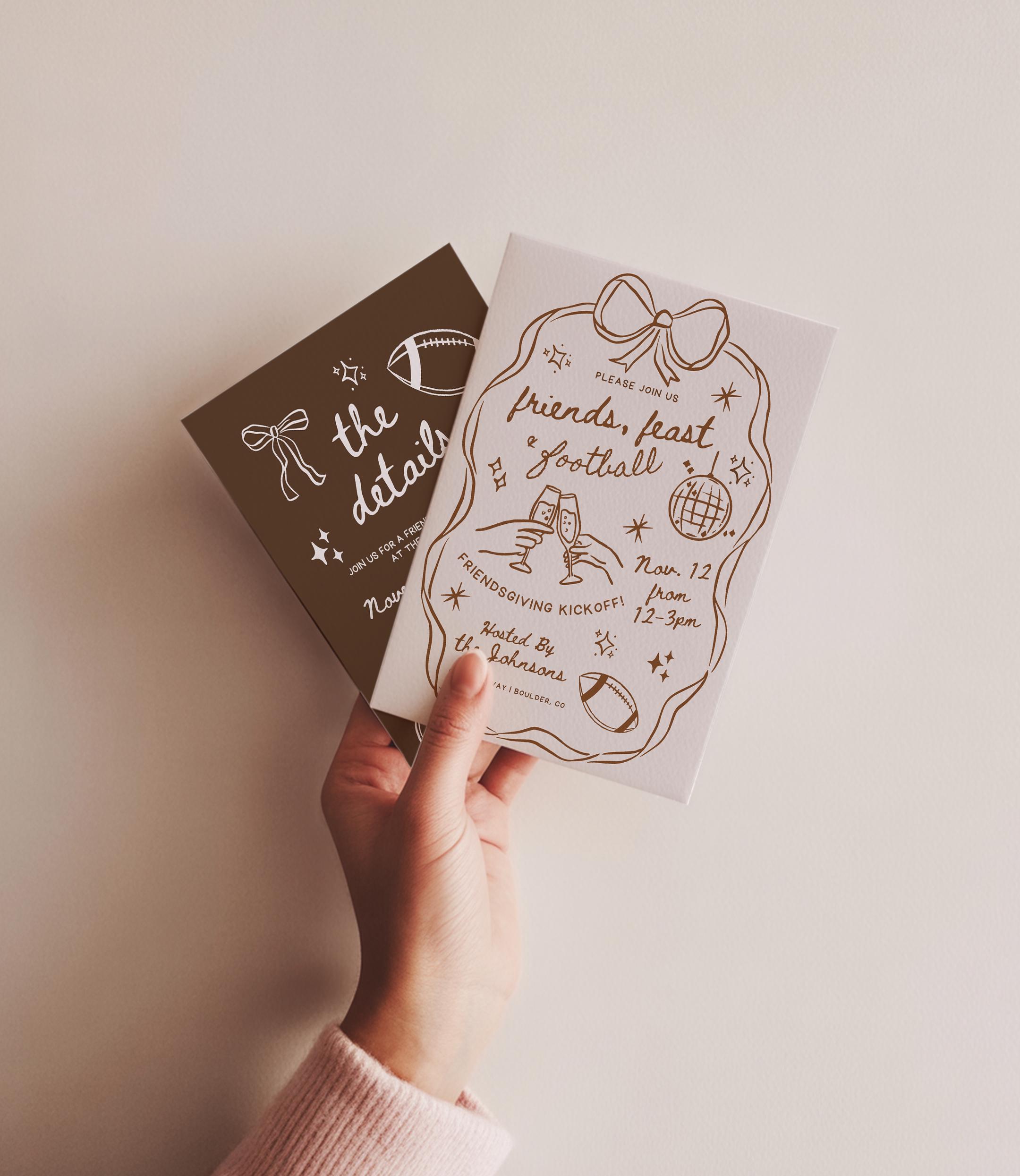 Friendsgiving Invitation Template Friends Feast & Football Invite ...