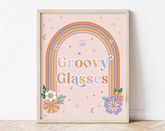 Groovy Glasses Sign Download, Groovy Glasses Favor Sign, Flower Power, hippie daisy birthday decor, Instant Download,  186