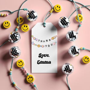 In mijn verjaardag tijdperk vriendschap armband gunst tag, meisje verjaardagsfeestje gunst, verjaardag tijdperk digitale download afdrukbare bewerkbare canva-sjabloon