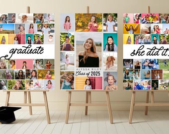 Graduation Photo Collage Template, Graduation Welcome Sign, Graduation Party Poster Display, Graduation Gift for Seniors Class of 2026 Canva