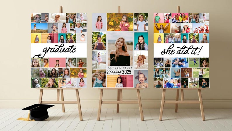 Graduation Photo Collage Template, Graduation Welcome Sign, Graduation ...