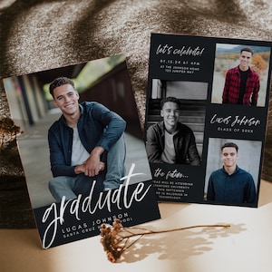 Graduation Invitation 2025 Template, Modern Graduation Announcement, Senior Graduation Party,  Boys Graduation Party Invite, 707
