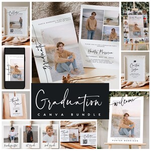 Modern Photo Graduation Invitation Template, Editable Color Grad Party Invite, Senior Boy Graduation Invite, Photo Grad Announcement G5 image 9