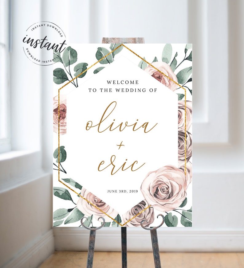 Boho Rose Wedding Seating Sign Editable Seating Chart Editable Sign Seating Sign SC-50 Boho Wedding Seating Chart Sign Printable