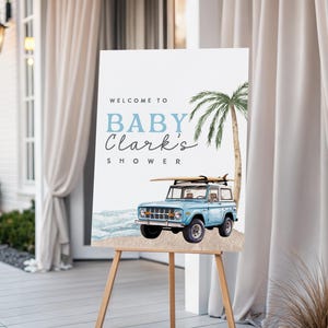 Invitación "Bebé a bordo", invitación para baby shower de playa, invitación para baby shower de surf, baby shower de verano, plantilla editable de Canva imagen 10