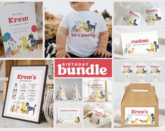 Editable Puppy Birthday Party Bundle | Printable Dog Birthday Decorations & Invitation | Corjl Puppy Adoption Party Kit 136