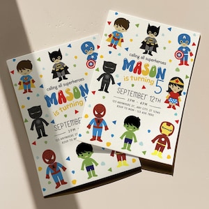 Boy Superhero Birthday Invitation Template, Superhero Kids Birthday Invitation, Boy Birthday Party Superhero Instant Download Canva Max