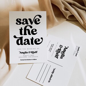 Retro Save The Date Template, Editable Save the Date Postcard, Modern Groovy Retro Save the Date Canva Template 707 image 3