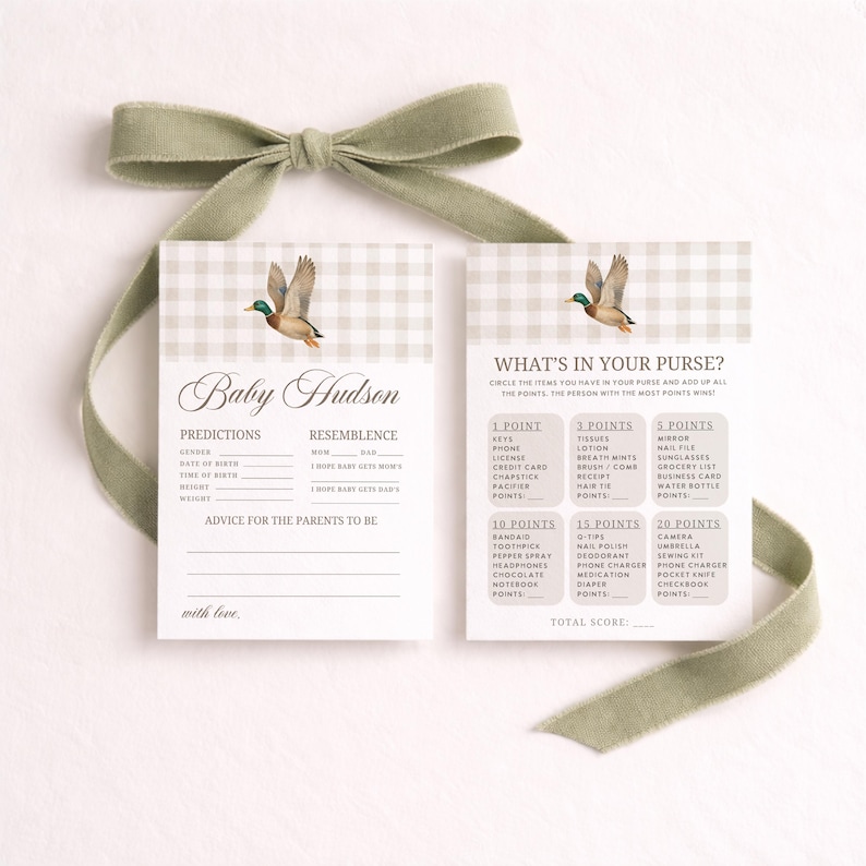 Mallard Baby Shower Welcome Sign Mallard Duck Baby Shower Welcome, Gingham Duck Hunting invite, Duck Baby Shower Boy Hunting Duck 283 image 8