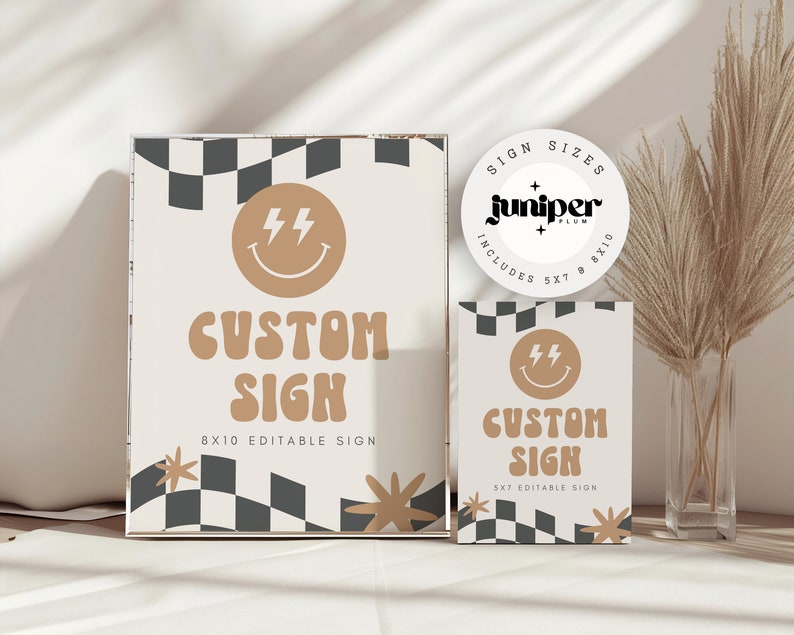 Two Cool Boy Birthday Invitation Boy 2nd Birthday Smile Face Retro Birthday Editable Digital Template INSTANT DOWNLOAD 58 image 8