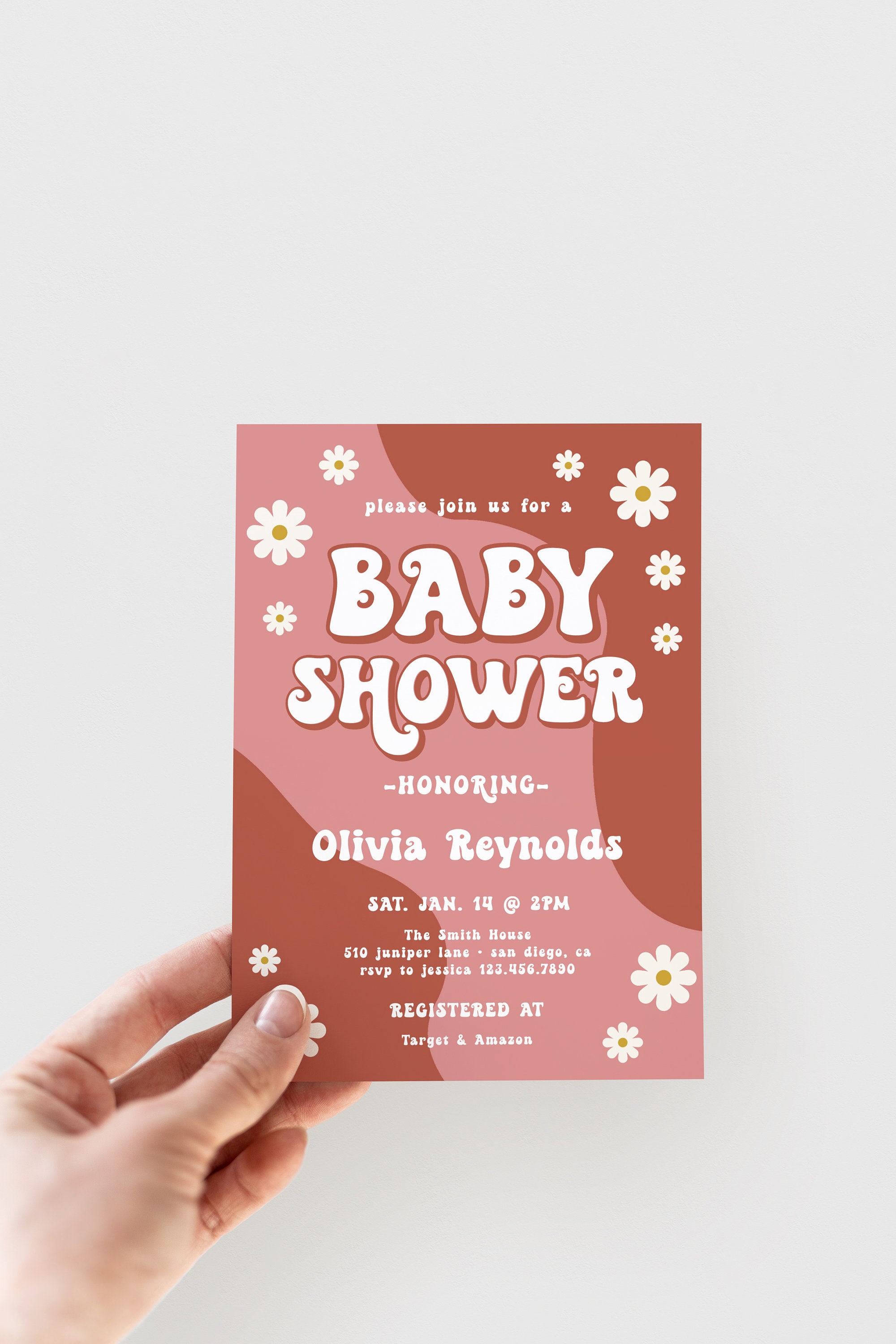 Editable Retro Daisy Baby Shower Invitation baby shower Etsy España