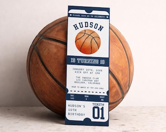Basketball Ticket Birthday Invitation Template, Modern Basketball Invite, Boy Birthday Party, DIY Editable Digital Template Sports Ticket