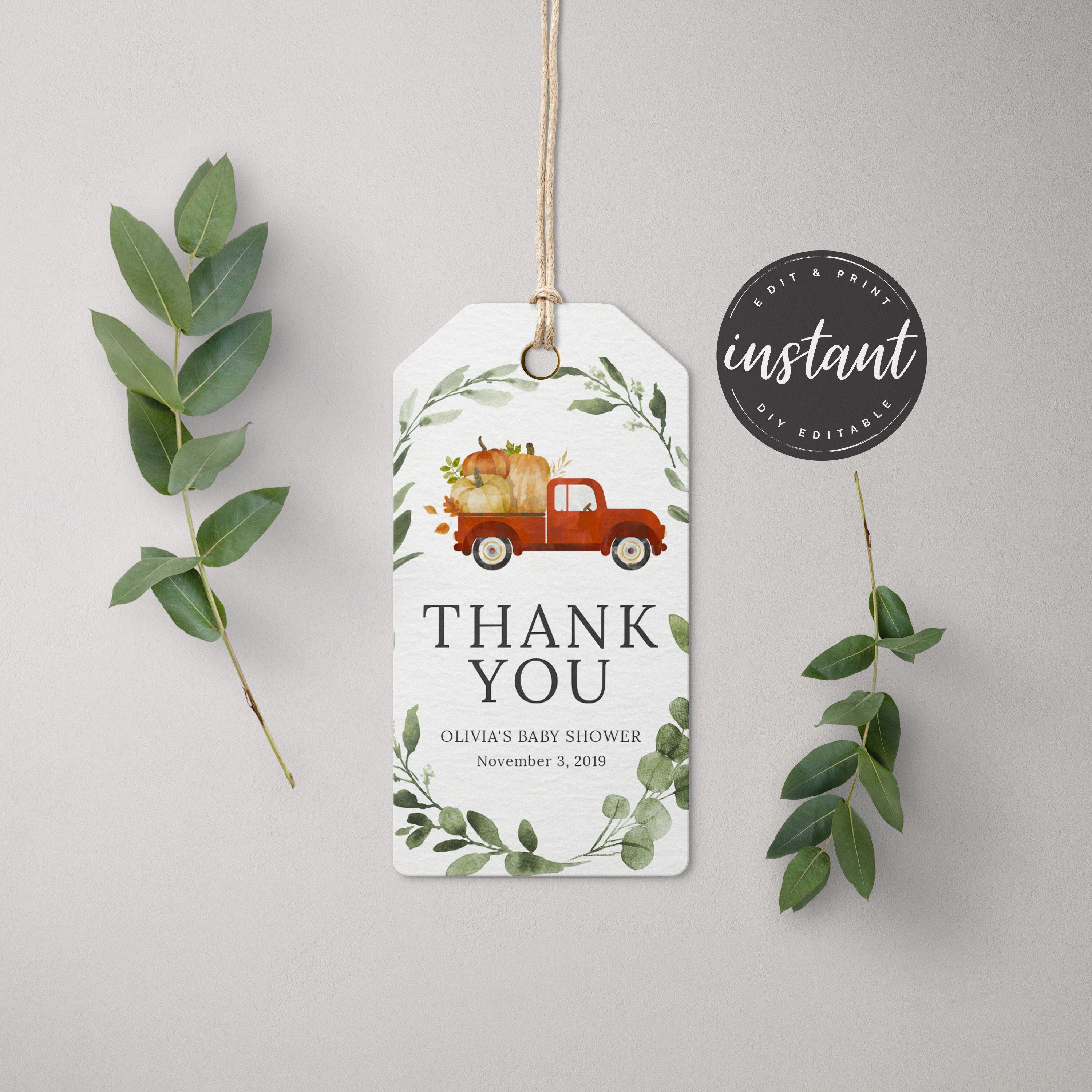 Pumpkin Baby Shower Favor Tag Template Favor Tags Thank You Etsy