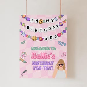 Panneau de bienvenue d&#39;anniversaire d&#39;époque, fête de bienvenue d&#39;époque d&#39;anniversaire, fête d&#39;anniversaire d&#39;époque de film de tournée de musique, modèle modifiable d&#39;affiche de bienvenue