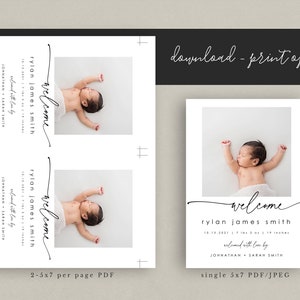 Birth Announcement Template Photo Birth Announcement Card Newborn Birth Announcement Modern Minimalist Instant Download 707 image 5