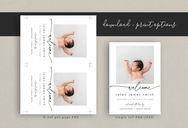 Birth Announcement Template Photo Birth Announcement Card Newborn Birth Announcement Modern Minimalist Instant Download 707 image 5