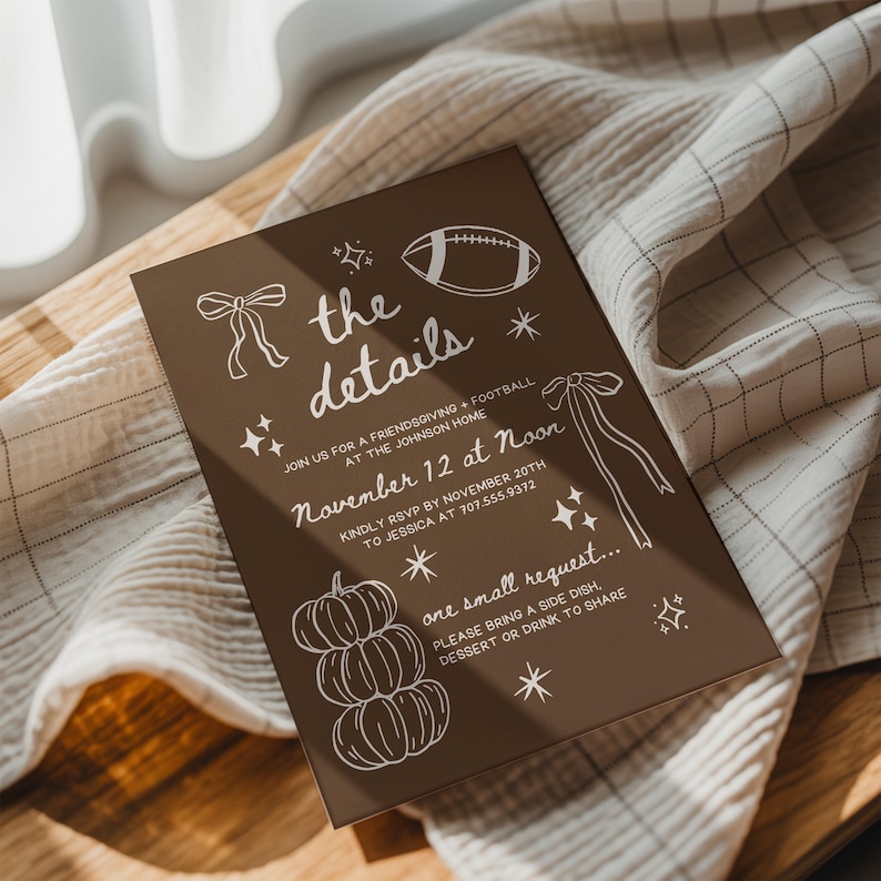 Friendsgiving Invitation Template Friends Feast & Football Invite ...