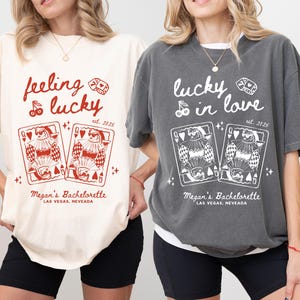 Vegas Bachelorette Logo, Las Vegas Bachelorette Shirts Template, Editable Bachelorette Favor Logo Hand Drawn Lucky in Love Feeling Lucky