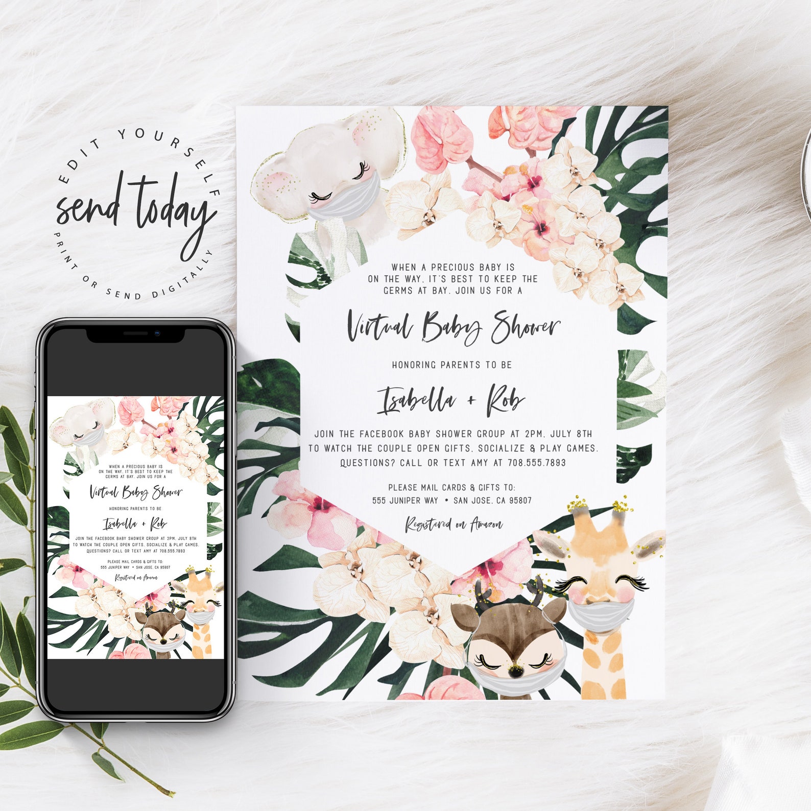 Virtual Baby Shower Invitations Facebook Baby Shower Etsy