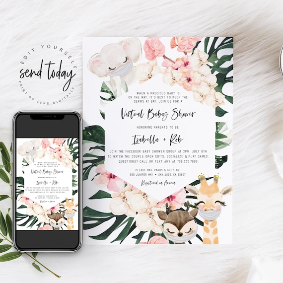 Virtual Baby Shower Invitations Facebook Baby Shower Etsy