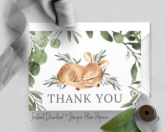 Deer Thank You Card - Etsy