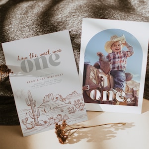How the West was ONE Geburtstagseinladung Western Cowboy Erster Geburtstag Western Geburtstag Bearbeitbare Digitale Vorlage SOFORT DOWNLOAD