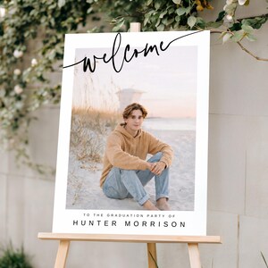 Modern Photo Graduation Invitation Template, Editable Color Grad Party Invite, Senior Boy Graduation Invite, Photo Grad Announcement G5 image 14