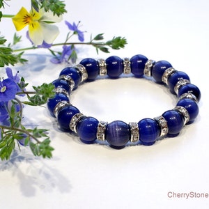 Purple Bracelet Сat&#39;s eye Bracelet Purple Jewelry Good Luck Creativity Vitality Gift Ideas Spiritual Stone 10mm Cat&#39;s Eye Beads