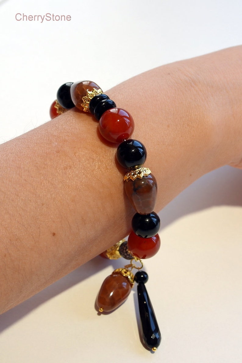 Black agate bracelet red agate bracelet agate healing bracelet bracelet meditation motivation protection bracelet