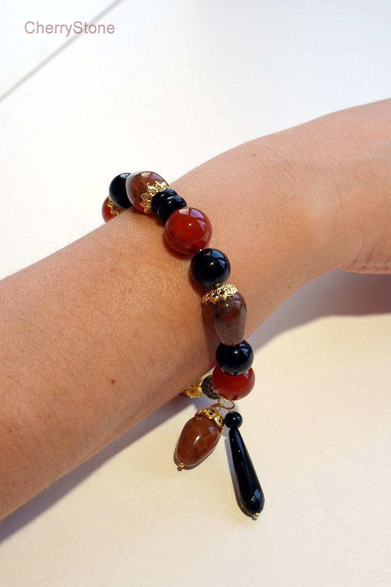 Black agate bracelet red agate bracelet agate healing bracelet bracelet meditation motivation protection bracelet