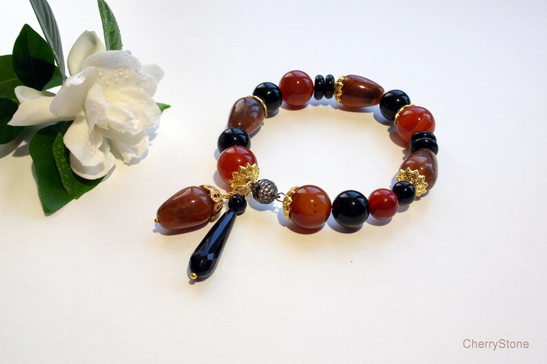 Black agate bracelet red agate bracelet agate healing bracelet bracelet meditation motivation protection bracelet