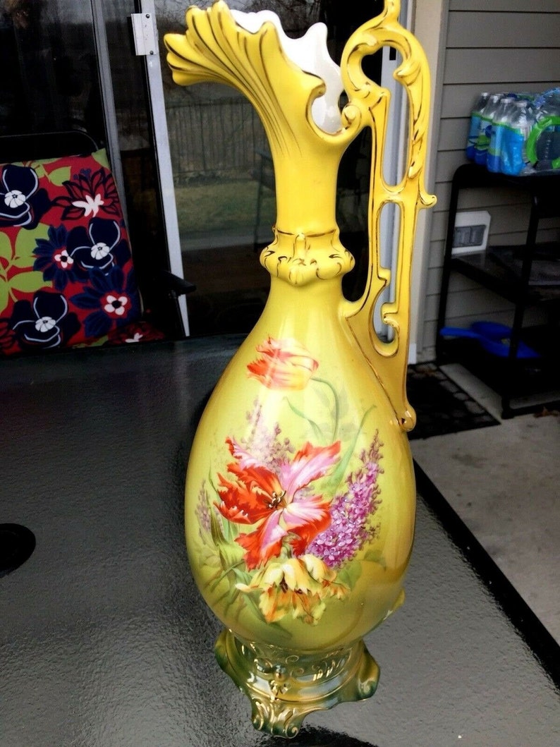 RH Royal Wettina Austria Porcelain Ewer Pitcher Handpainted Etsy