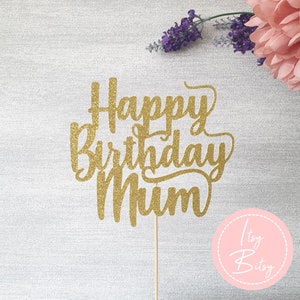 Alles Gute zum Geburtstag Mama Glitter Cake Topper - SINGLE / DOUBLE SIDED Mom, Hochzeit, Geburtstag, Taufe, Feiern Party Muttertag