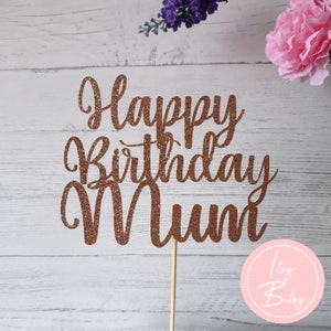 Alles Gute zum Geburtstag Mama Glitter Cake Topper - SINGLE / DOUBLE SIDED Mom, Hochzeit, Geburtstag, Taufe, Feiern Party Muttertag