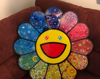 Colorful Flower Wall Art, Hand-painted Resin Wood Cutout