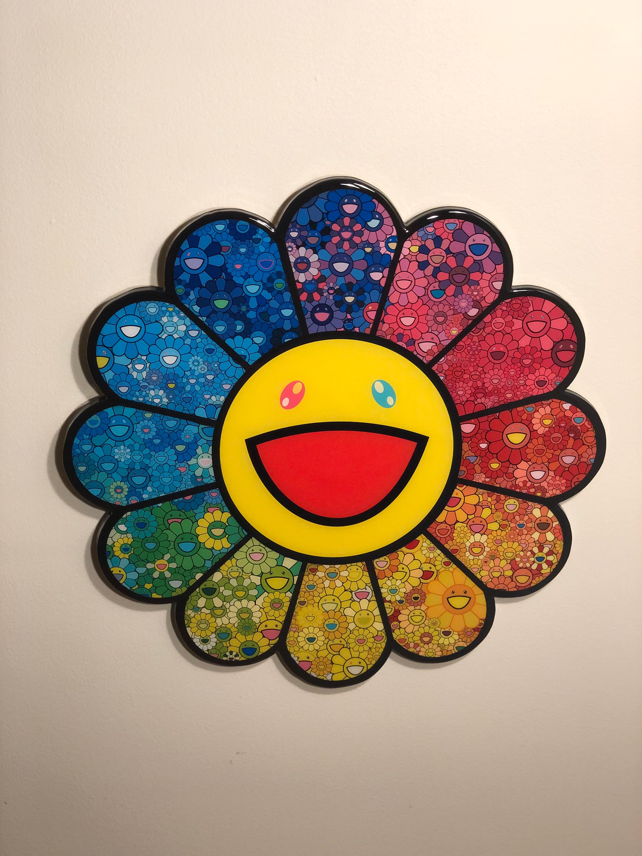 Colorful Flower Wall Art, Hand-painted Resin Wood Cutout