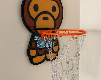 Baby milo Basketball hoop __ Bape ,wall mount, hype beast decor, decoration, art room, mini hoop, painting, xmas gift, christmas, streetwear