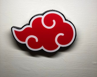 Akatsuki Cloud - printed on wood and covered with resin, anime logo, art, acrylic, resin, wood