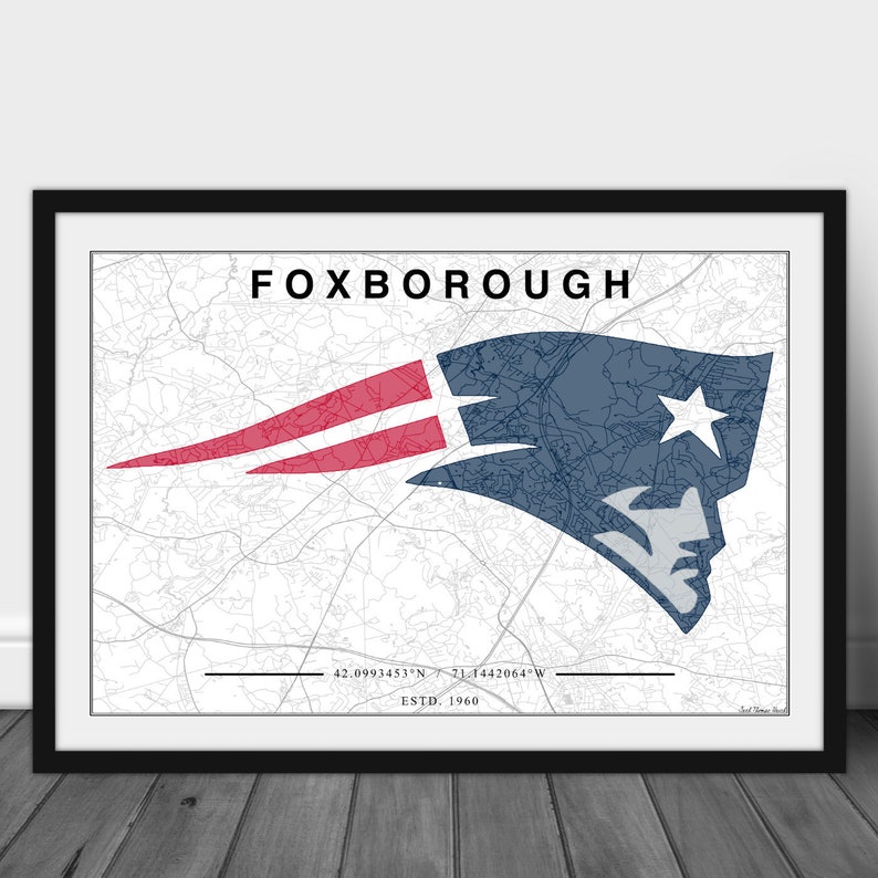 New England Patriots Poster New England Patriots Map Print | Etsy
