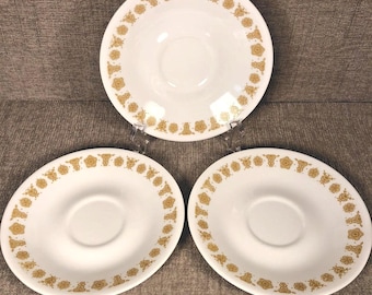 Vintage Corelle Corning Butterfly Gold Pattern Saucer - 6-1/4" -Set Of 3