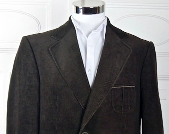 Brązowa kurtka sztruksowa, szwedzka marynarka sztruksowa z szerokim kołnierzem z lat 80. w stylu vintage, odzież męska w stylu retro z lat 80.