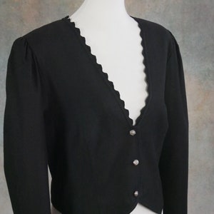 Black Cropped Blazer, 1990s European Vintage Cotton Linen Blend Edwardian Style Jacket, 90s Clothing Women image 6