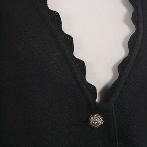 Black Cropped Blazer, 1990s European Vintage Cotton Linen Blend Edwardian Style Jacket, 90s Clothing Women image 4