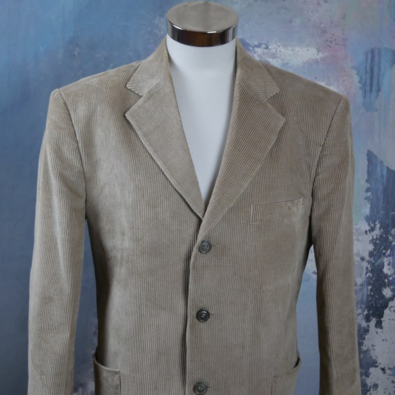 Camel Corduroy Blazer 1990s Single Breasted Check Beige Etsy