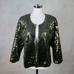 70s/80s Iconic Blk/svr/gold Sequin Embellish Bling Jacket By Isabell Gerhart