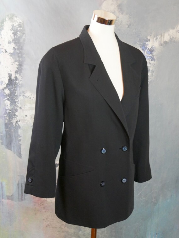 Navy Blue Double Breasted Blazer, 1990s European … - image 10