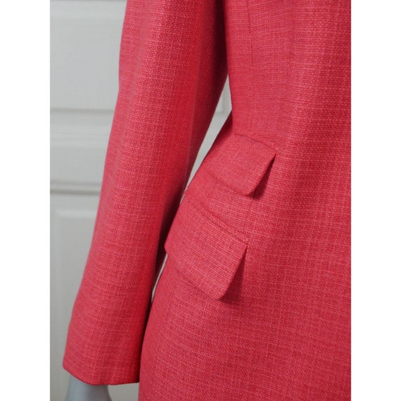 Coral Red Blazer, 1980s German Vintage Silk Wool … - image 6