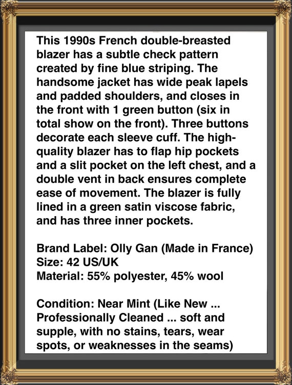 Green Blazer, Lightweight Wool Blend Double-Breas… - image 10