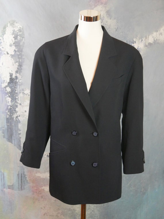 Navy Blue Double Breasted Blazer, 1990s European … - image 2
